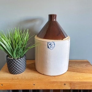 Vintage Stoneware Jug Two Toned Crockery 2 Gallon Crock
