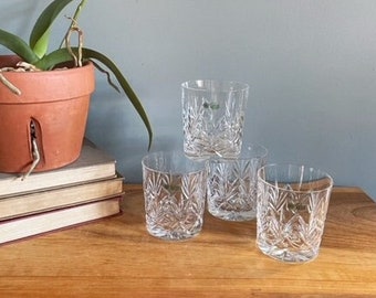 Galway Irish Crystal Tumblers Vintage Glassware Barware Set of 4 Hostess Gift Idea