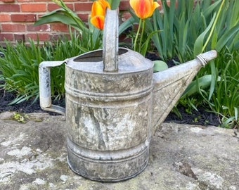 Vintage Metal Watering Can Galvanized Greenhouse Decor