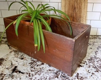 Primitive Wooden Crate with Dovetail Corners