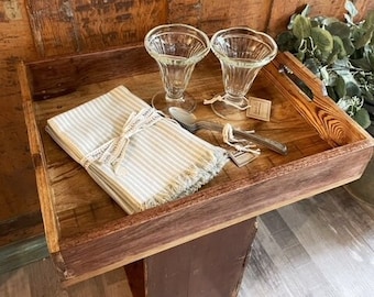 Rustic Wooden Serving Tray Farmhouse Ottoman Tray Coffee Table Tray