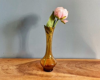 Vintage Amber Colored Glass Bud Vase Mother's Day Gift Idea