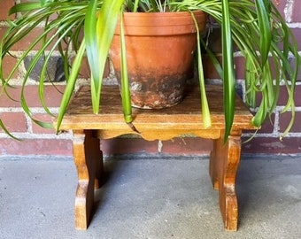 Vintage Wooden Stool Small Wood Step Stool Plant Stand