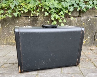 Vintage Suitcase Black Luggage Briefcase Photo Prop