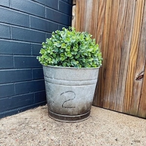 Vintage Metal Farm Bucket Galvanized Garden Bucket Industrial Farmhouse Decor