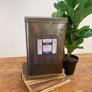 Large Vintage Medicine Tin Iron Tablet Canister