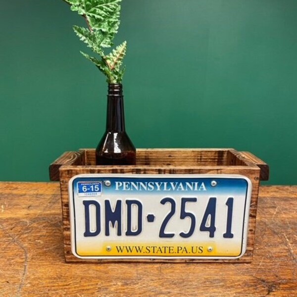 Wood License Plate Box Etsy