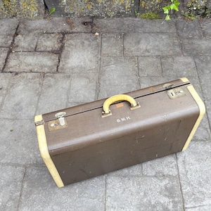 Vintage Brown Suitcase Luggage Photo Prop