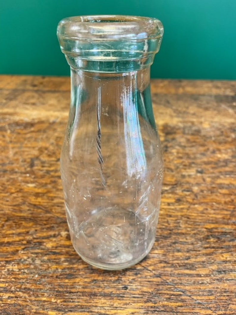 Vintage Glass Milk Bottle Vase Farmhouse Decor Etsy