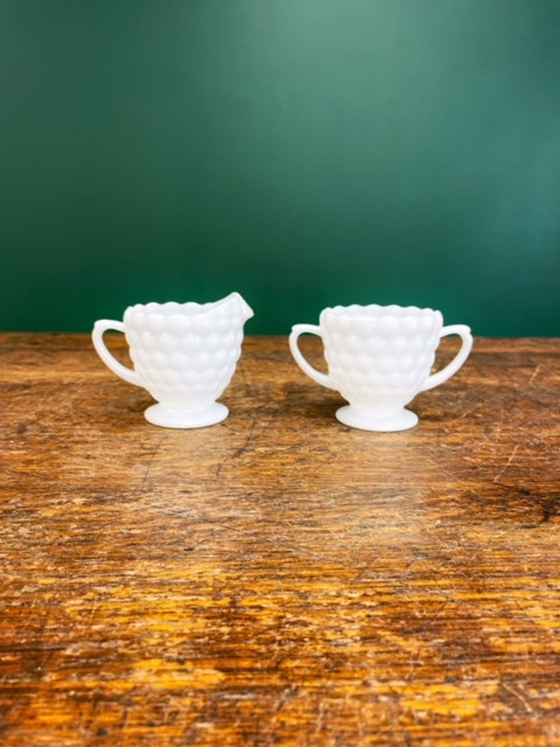 Vintage Milk Glass Sugar and Creamer Set Tea Party Etsy