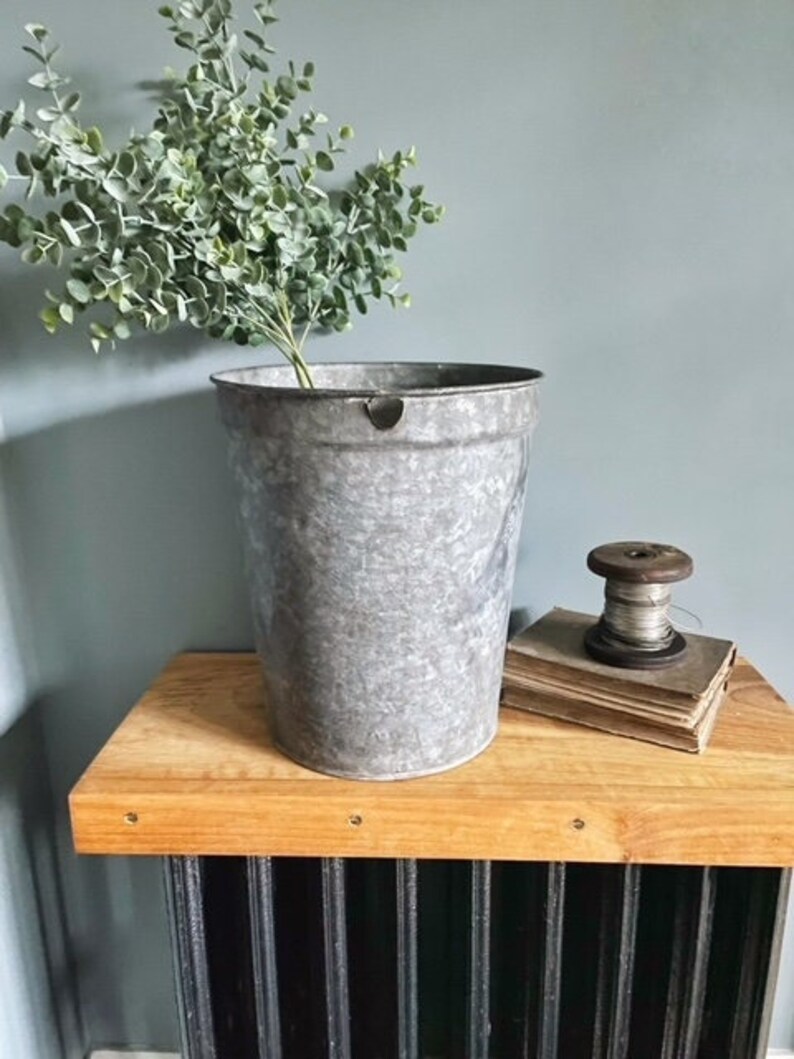 Vintage Sap Bucket Tall Galvanized Metal Maple Sap Pail Etsy