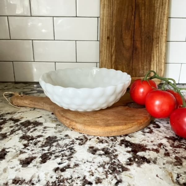 Vintage Milk Glass Bubble Bowl Serving Bowl