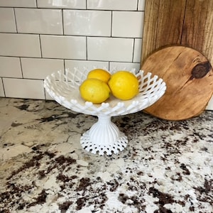 Vintage Milk Glass Cake Stand Pedestal Plate