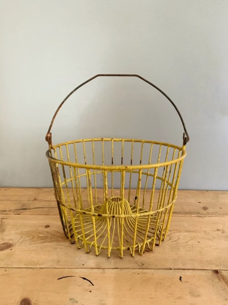 Vintage Egg Basket Large Metal Farm Basket Industrial Etsy