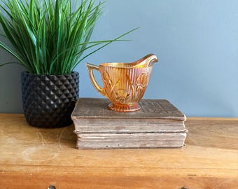 Vintage Iridescent Orange Glass Creamer Glassware