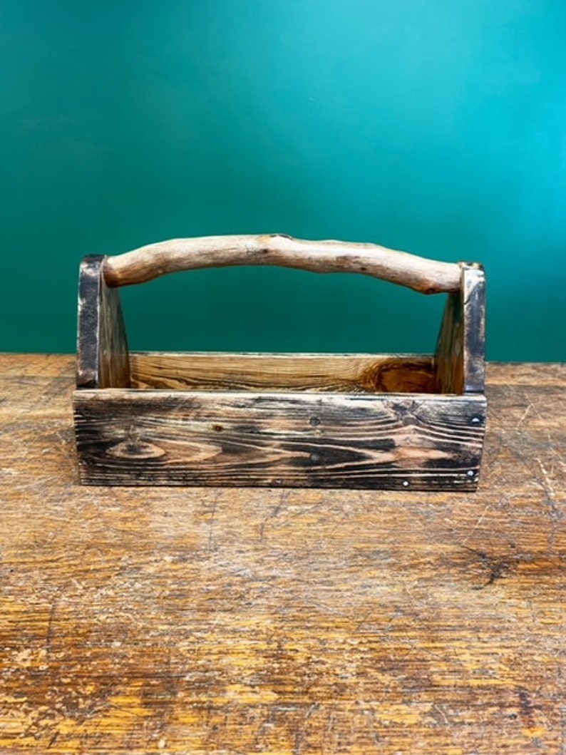 Wooden Tool Box Reclaimed Wood Tool Caddy Modern Farmhouse Etsy