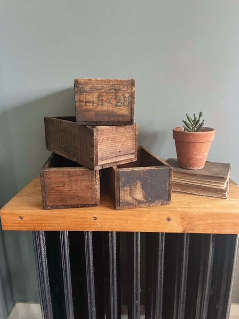 Primitive Wooden Box Art Supply Storage Industrial Storage Etsy