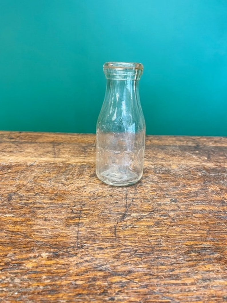 Vintage Glass Milk Bottle Vase Farmhouse Decor Etsy