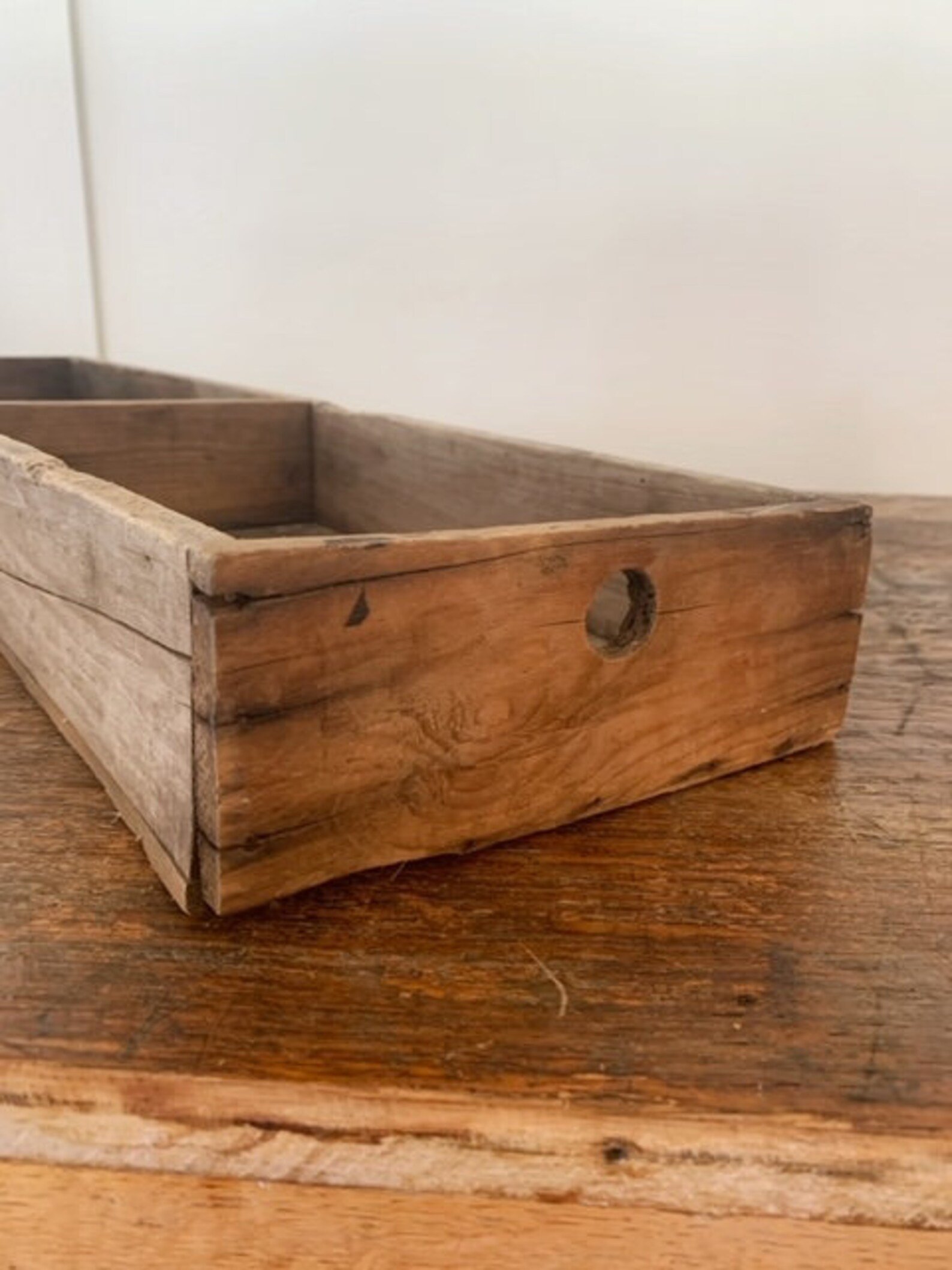 Vintage Long Narrow Primitive Wood Box Tray Centerpiece Etsy