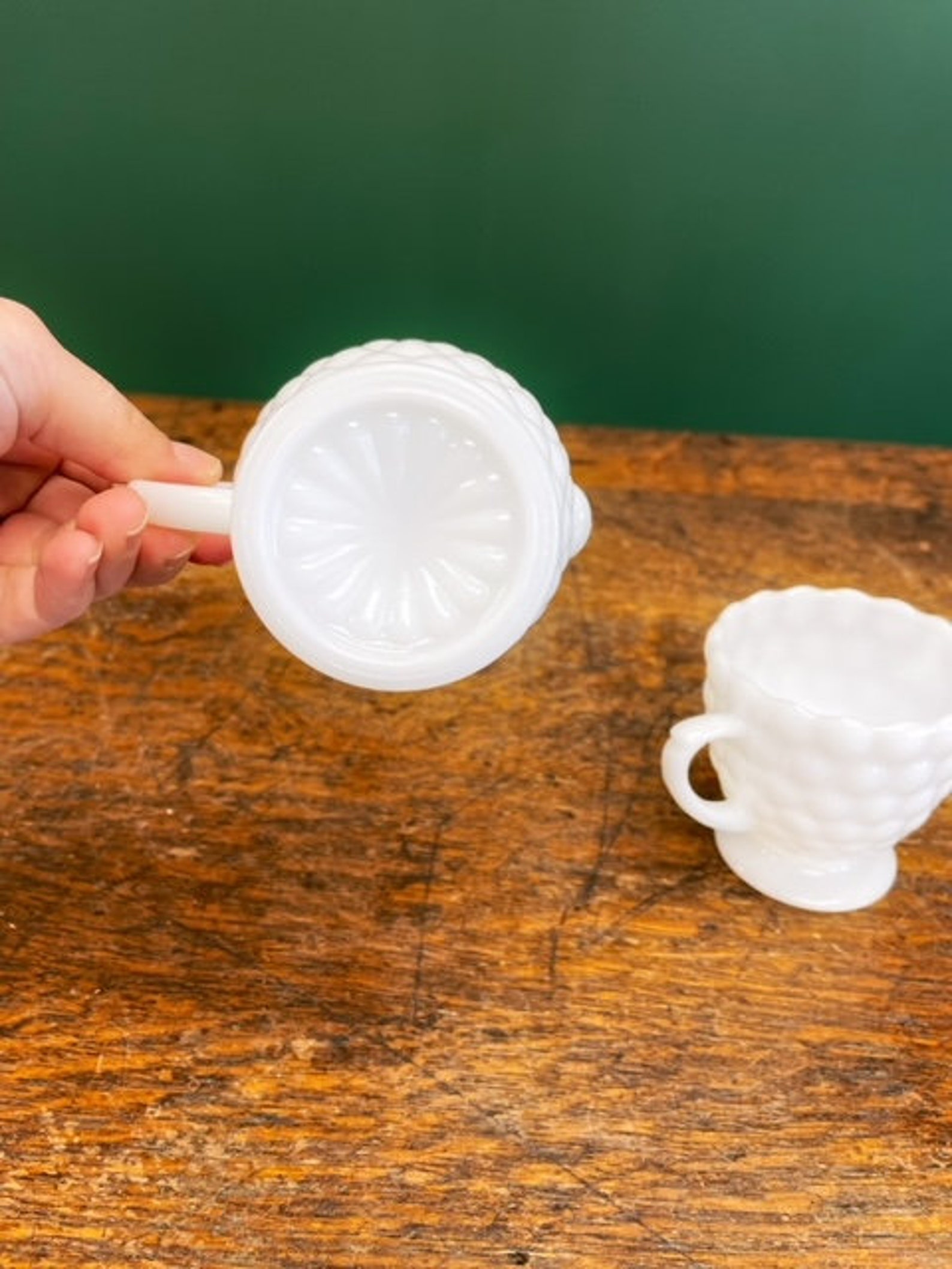 Vintage Milk Glass Sugar and Creamer Set Tea Party Etsy