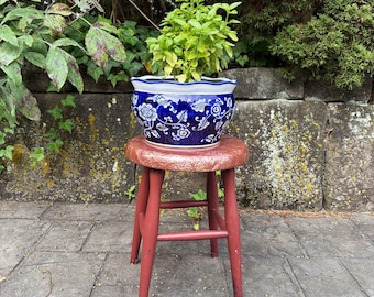 Vintage Wooden Stool Wood Plant Stand Farmhouse Style