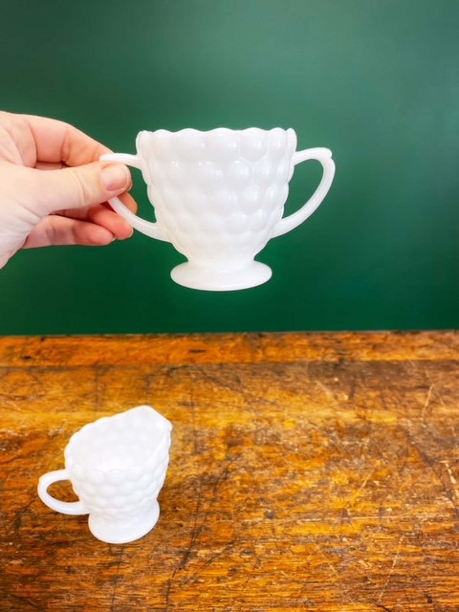 Vintage Milk Glass Sugar and Creamer Set Tea Party Etsy
