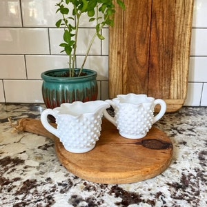 Vintage Hobnail Milk Glass Sugar and Creamer Set