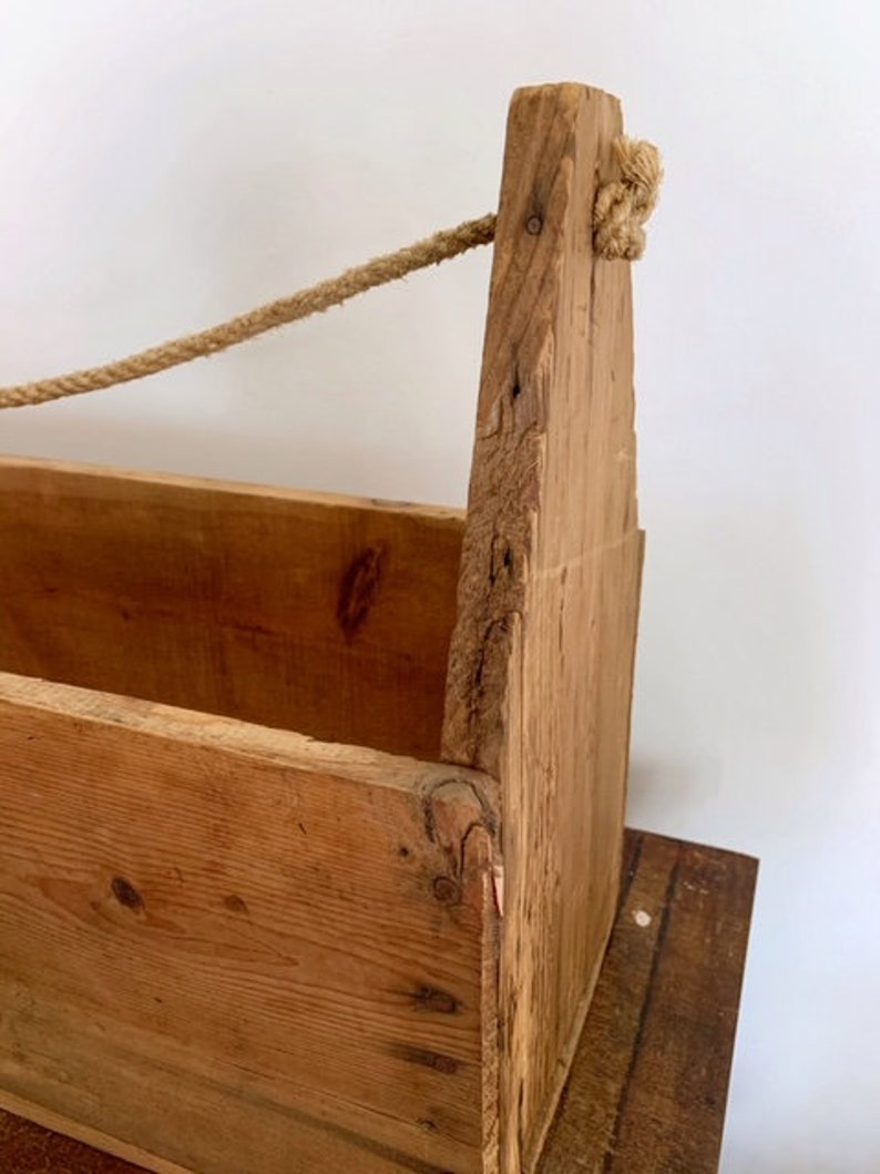 Vintage Tool Box with Rope Handle Large Primitive Tool Caddy Etsy