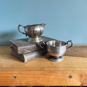 Vintage Silver Sugar and Creamer Set Tea Party