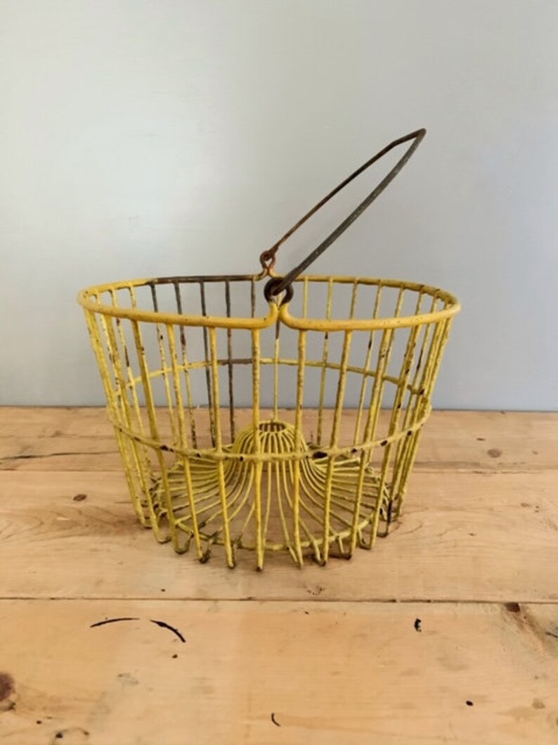 Vintage Egg Basket Large Metal Farm Basket Industrial Etsy
