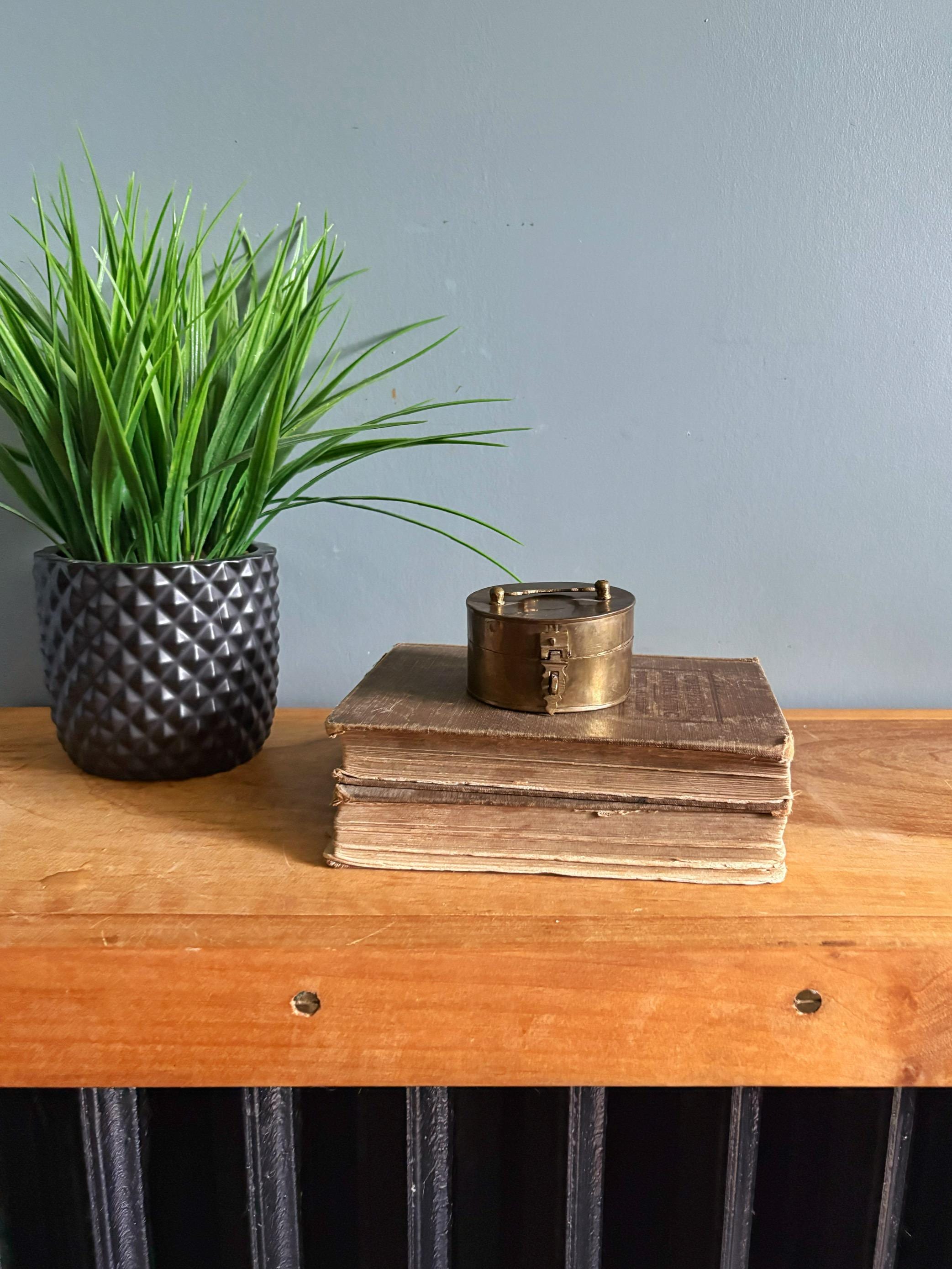 Small Vintage Brass Trinket Jewelry Box