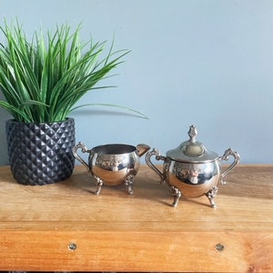 Vintage Silver Sugar and Creamer Set Tea Party