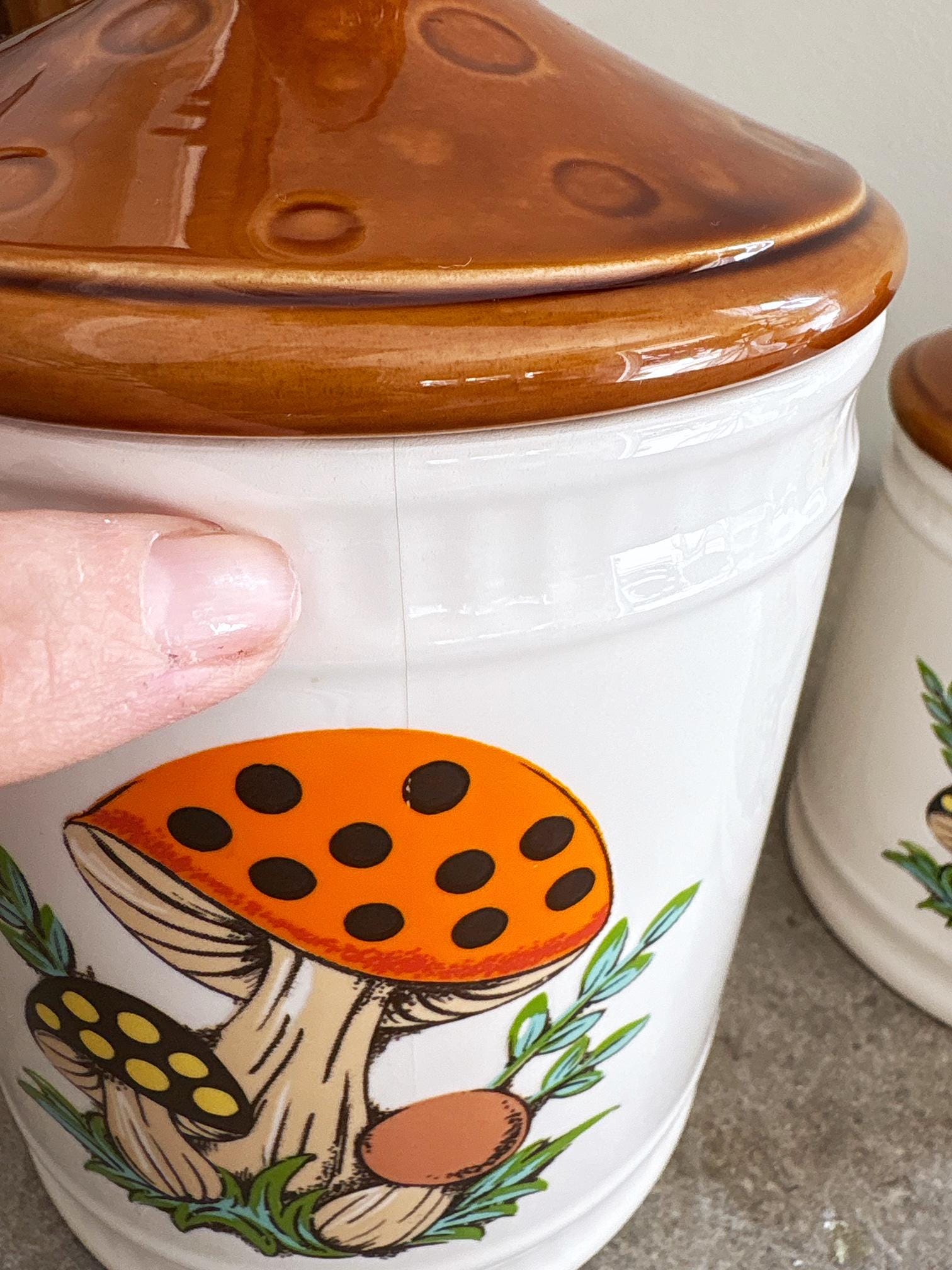 Vintage Mushroom Kitchen Canister Set of 2 Sears Canisters - Etsy