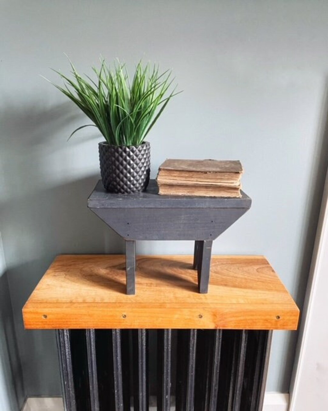 Primitive Black Wooden Farmhouse Stool Plant Stand - Etsy
