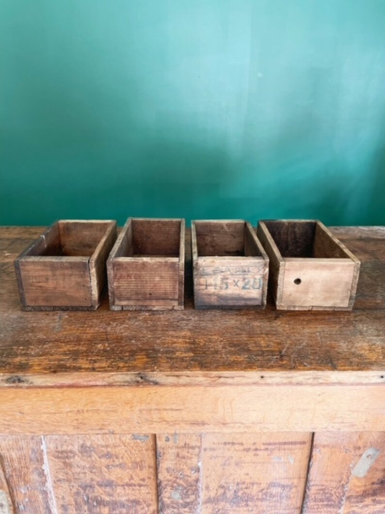 Primitive Wooden Box Art Supply Storage Industrial Storage Etsy