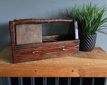Handmade Red Wood Tool Box Art Supply Storage Wooden Toolbox