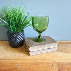 Vintage Green Glass Pedestal Vase Floral Vessel