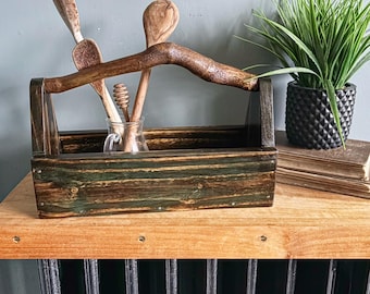 Wooden Tool Box Green Reclaimed Wood Tool Caddy