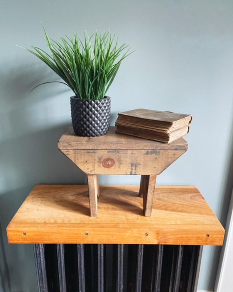 Primitive Vintage Wooden Stool Plant Stand Etsy