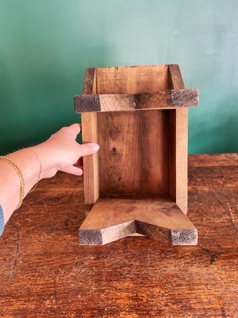 Primitive Vintage Wooden Stool Plant Stand Etsy