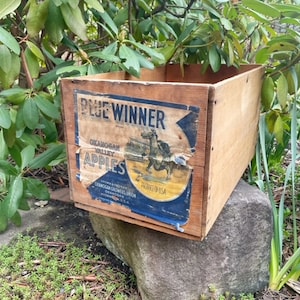 Vintage Wooden Fruit Crate Apple Crate Old Advertising Industrial Farmhouse