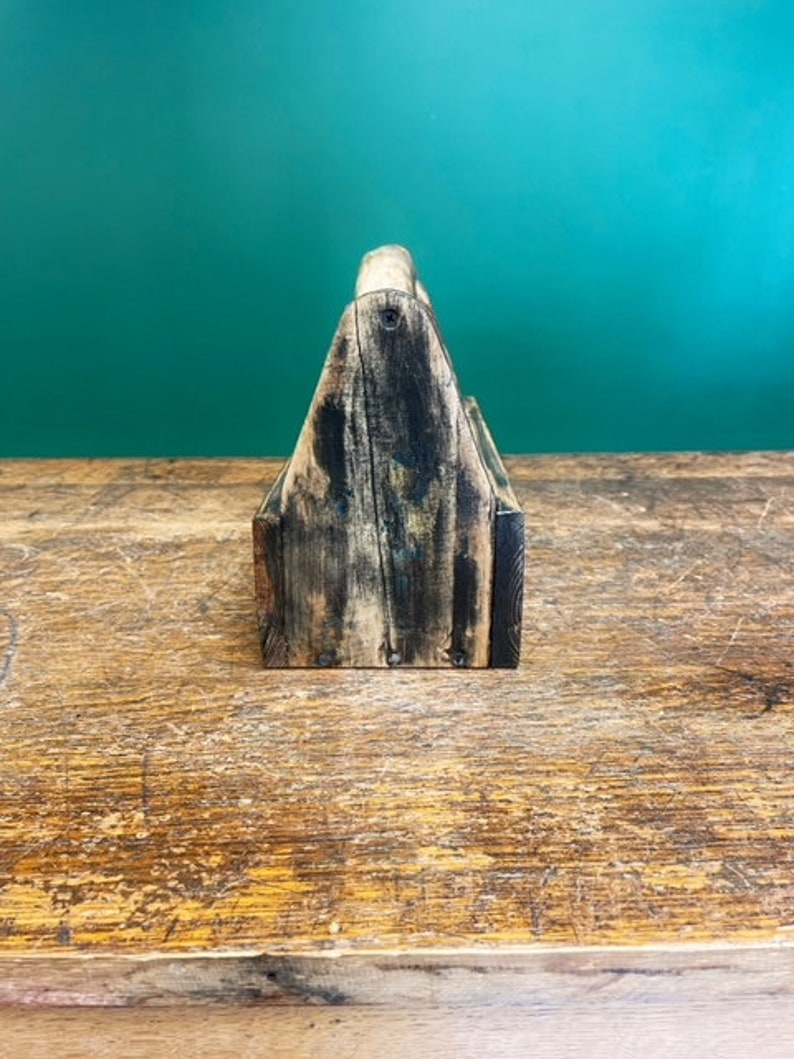 Wooden Tool Box Reclaimed Wood Tool Caddy Modern Farmhouse Etsy