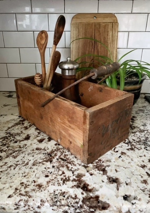 Primitive Homemade Wooden Tool Box With Handle Etsy