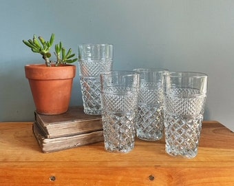 Set of 4 Anchor Hocking Glasses Wexford Water Iced Tea Glassware Barware Hostess Gift Idea