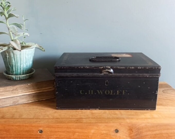 Vintage Metal Lock Box Old Cash Box Etsy