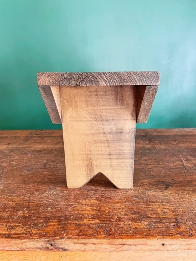 Primitive Vintage Wooden Stool Plant Stand Etsy