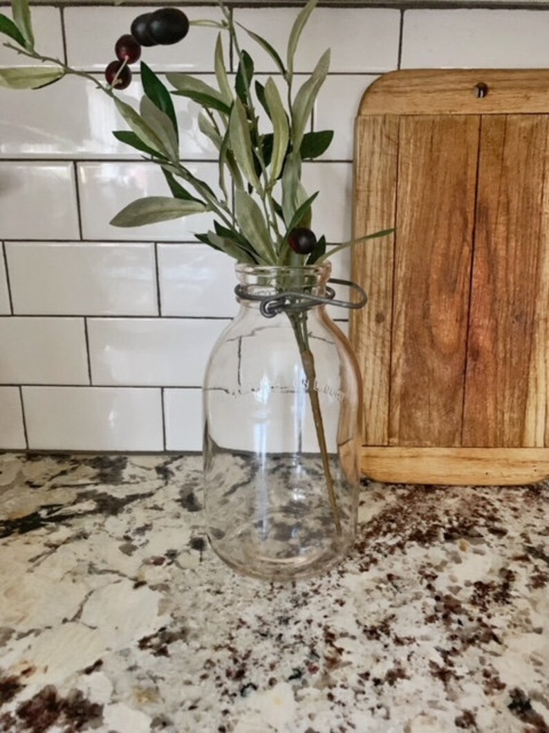 Vintage Clear Glass Half Gallon Jar Jug Milk Bottle With Wire Etsy