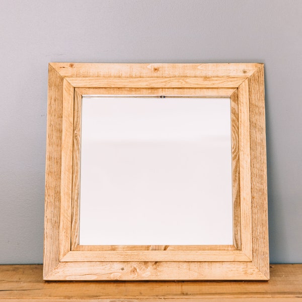 Square Wood Frame Mirror Etsy