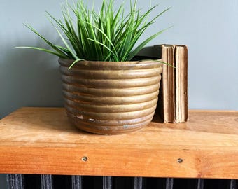 Vintage Brass Planter Italian Pot Decor Vessel