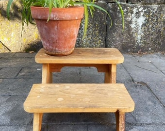 Primitive Two Step Wood Stool Homemade Plant Stand